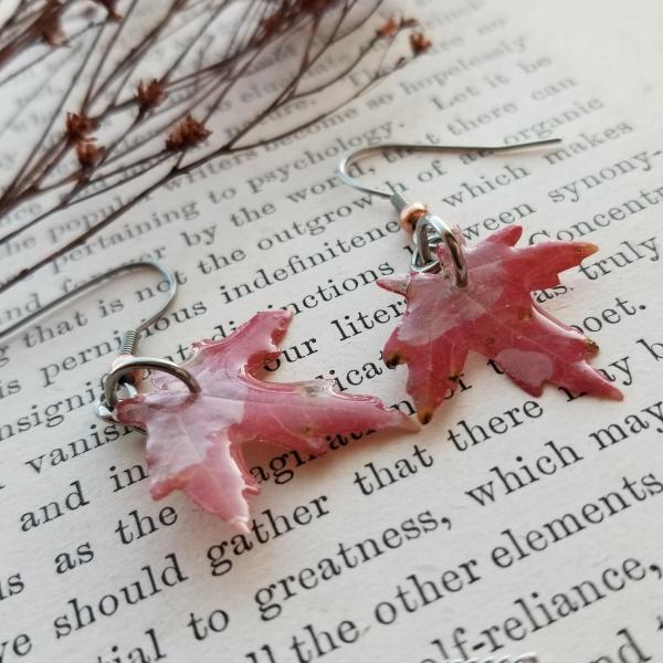 Real Maple Leaves Preserved in Resin - Pendant and Earrings Set picture