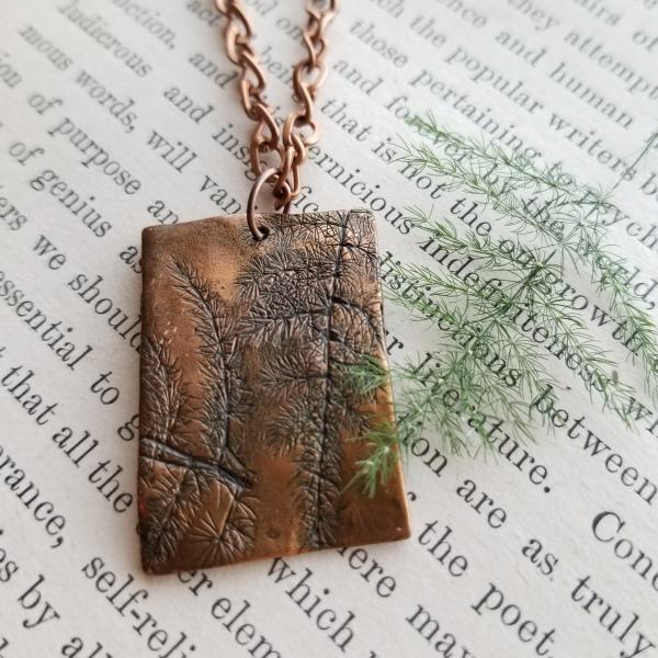 Solid Copper Design with Fern Imprint