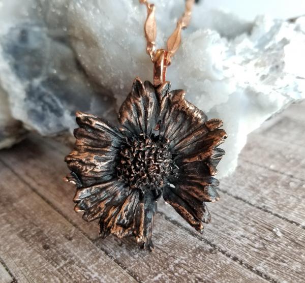 Real Wildflower Plated in Copper with Vintage Chain