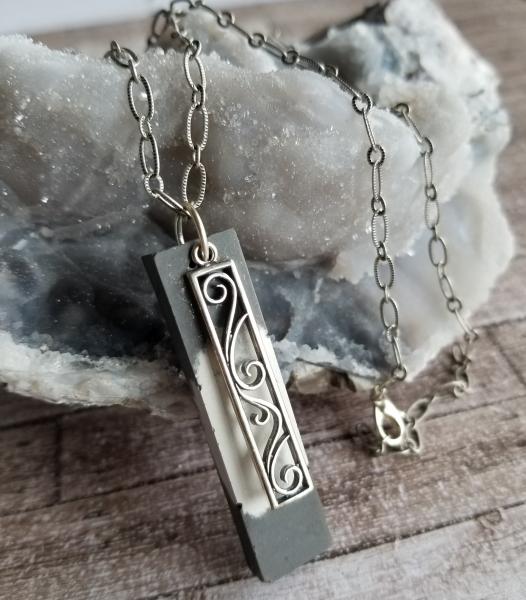 Concrete and Sterling Silver Filigree Necklace picture
