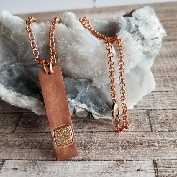 Concrete and Druzy Copper Necklace