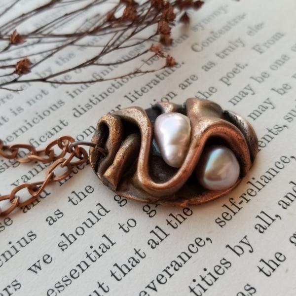 Solid Copper Sculpted Design with Freshwater Pearls picture