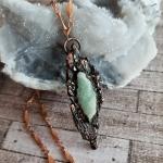 Raw Fluorite, Real Bark Electroformed Copper Statement Necklace