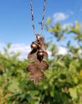 Real Oak Leaf Electroformed with Copper plus Acorn Charms Set