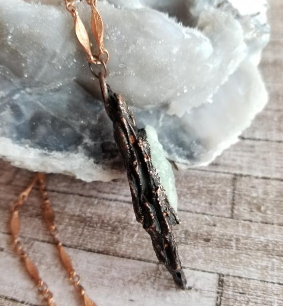 Raw Fluorite, Real Bark Electroformed Copper Statement Necklace picture