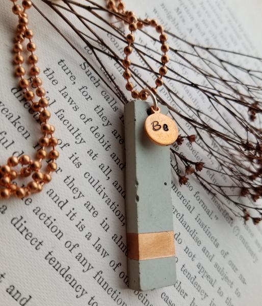 Concrete Pendant with Copper "Be" Charm picture