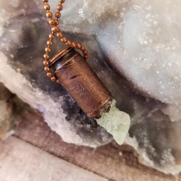 Shell Casing with Raw Fluorite and Electroformed Copper picture