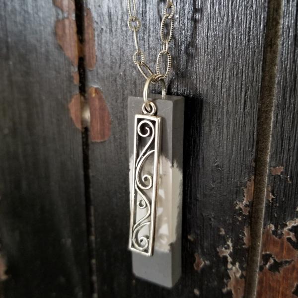 Concrete and Sterling Silver Filigree Necklace picture