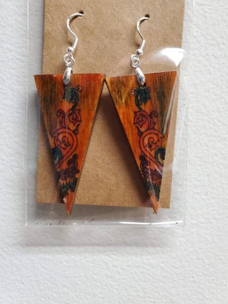 Alcohol Ink Wooden Earrings picture