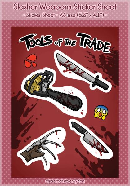 Horror Movie Slasher Weapons Sticker Sheet