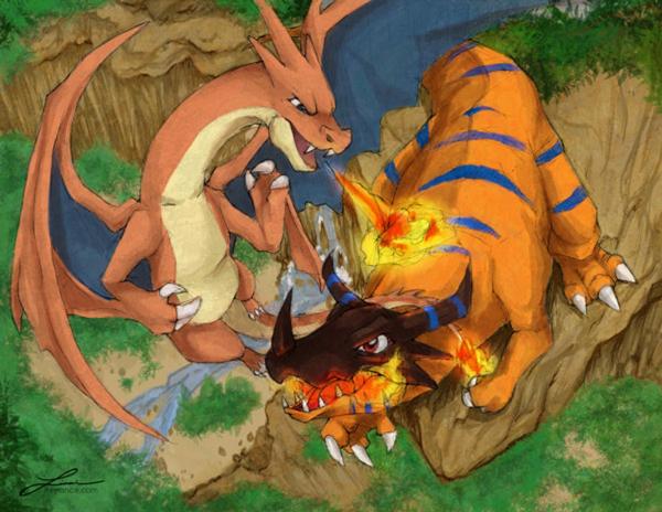 Clash of the Titans - Pokemon and Digimon Print picture