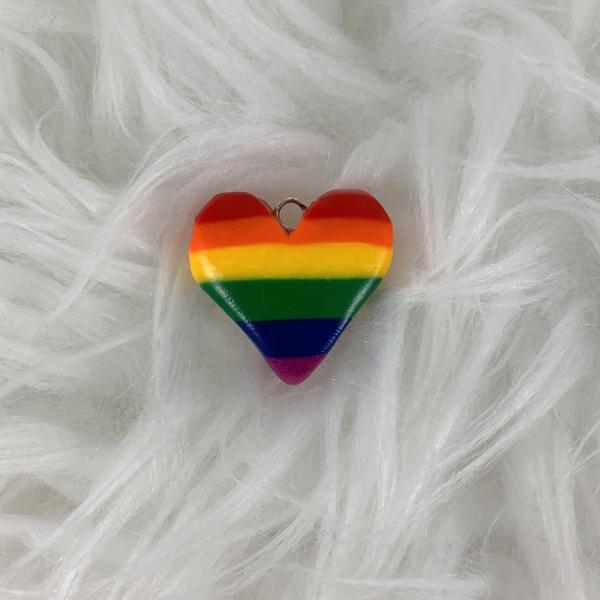 Rainbow Heart Polymer Clay Charm