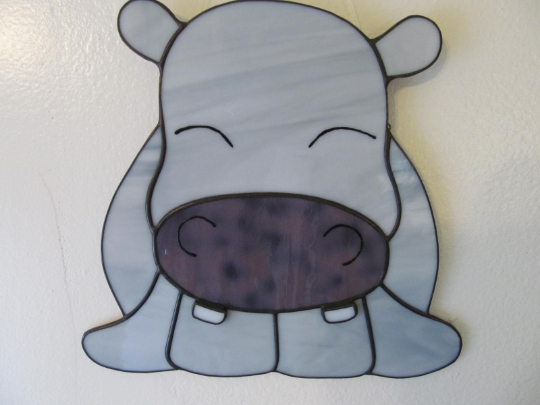 Stained glass Hippo suncatcher