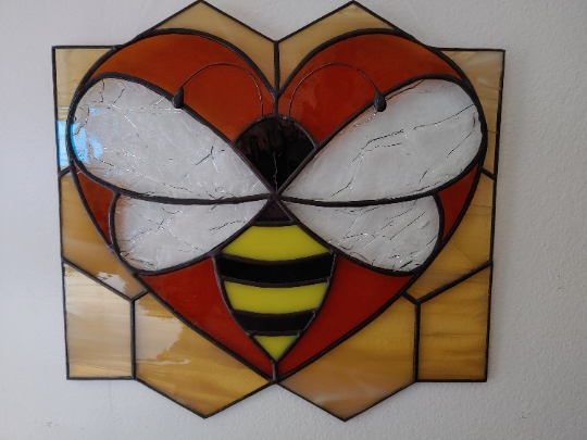 Loves Bees Stained Glass Suncatcher