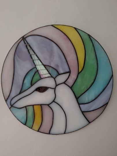 Stained Glass Unicorn Suncatcher