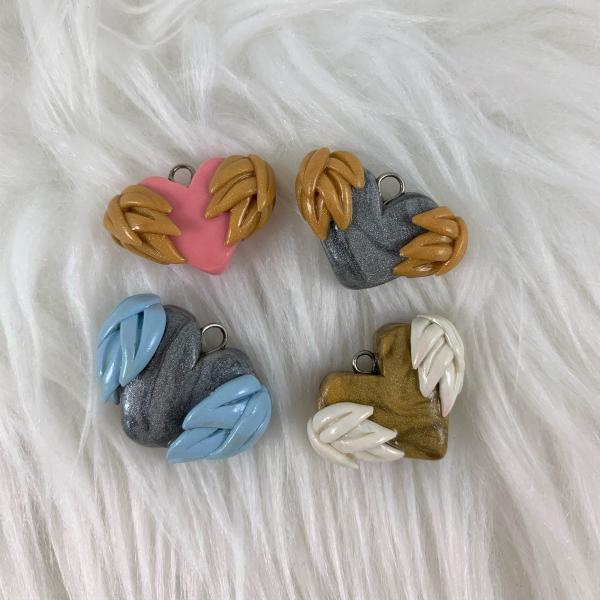 Hearts with Wings Polymer Clay Charms