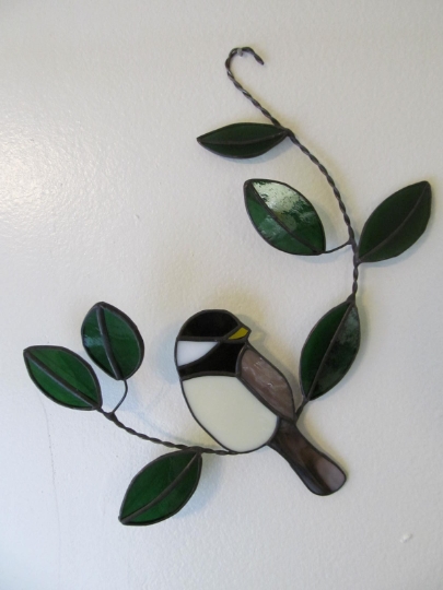 Chickadee Stained Glass Suncatcher picture