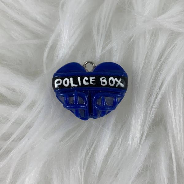Blue Police Box Tardis Heart Charm