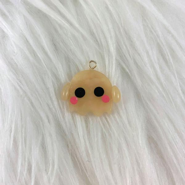 Halloween Inspired Chibi Flat Ghost Polymer Clay Charm