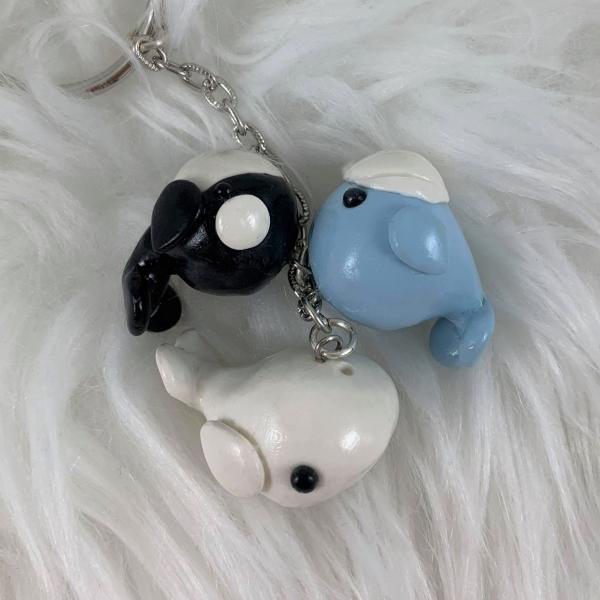 Polymer Clay Whale Keychain Set