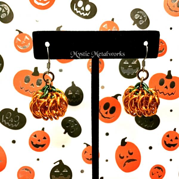 Chainmaille Pumpkin Earrings picture