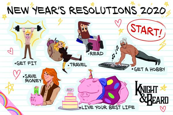 Knight & Beard - New Years Resolution Sticker Set picture