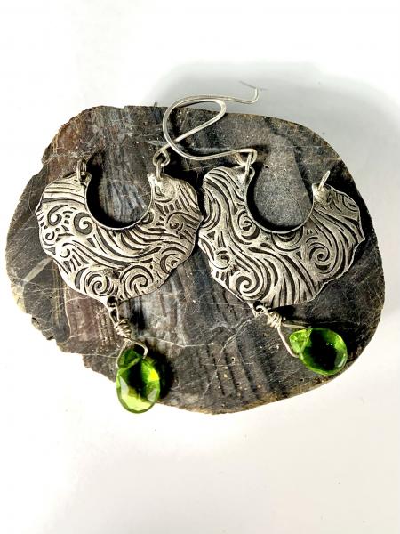 Embossed silver earrings picture