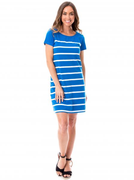 Short Sleeve Stripes | Dress | Blue + White picture