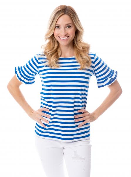 Blue + White | Ruffle Sleeve Shirt