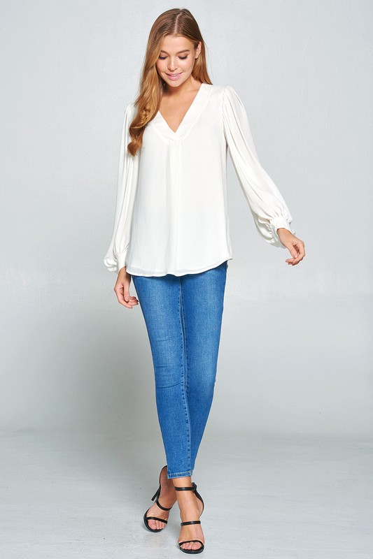 Balloon Sleeve Blouse, Ivory picture