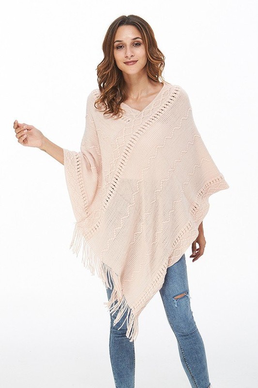 Pale Pink Pullover Poncho