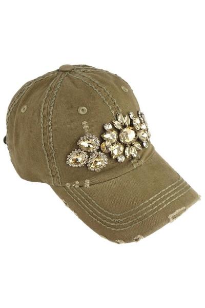 Glitz Flower Hat, Olive