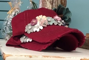 Floral Hat, Burgandy