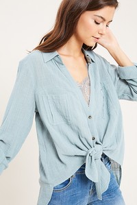 Linen Tie Front Shirt