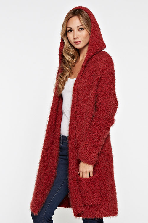 Cozy Long Sweater With Hood, 6 Colors picture