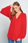 Balloon Sleeve Blouse, Red