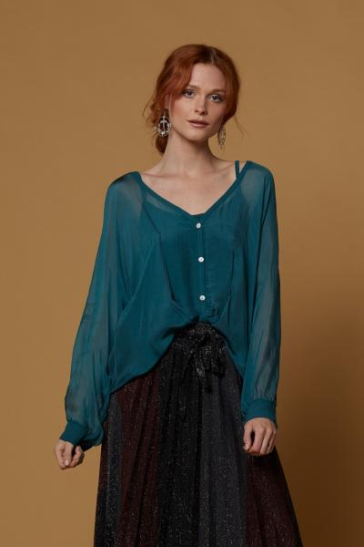 Silk Sheer Twist Blouse with Tank, 5 Colors picture