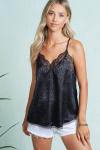 Silky Animal Print Camisole, Black