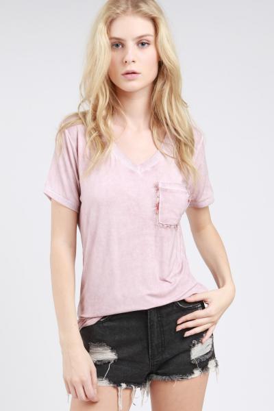 Tee With Eyelash Accents, Dusty Pink