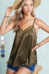 Silky Animal Print Camisole, Olive