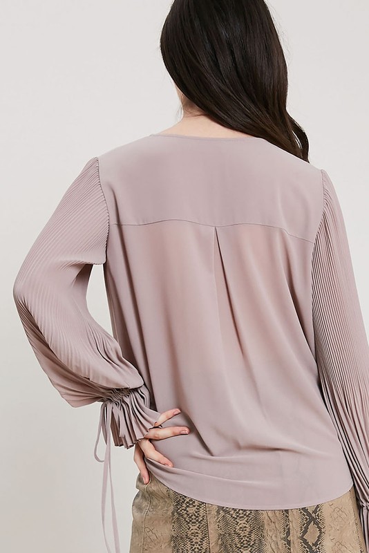 Self-Tie Front V-Neck Blouse picture