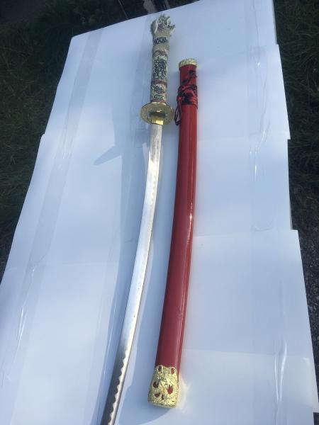 K3003 Red scabbard open mouth katana