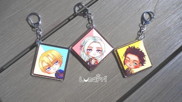 2.5" Double Sided 3 Houses Keychains