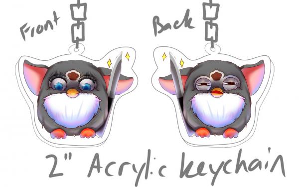 Cursed Furby Meme 2" Acrylic Keychain picture