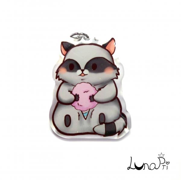 2" Double-sided Cotton Candy Raccoon Keychain