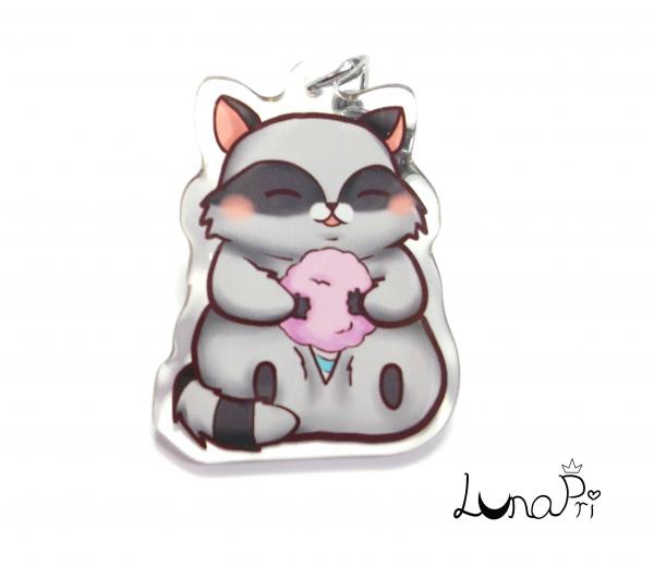 2" Double-sided Cotton Candy Raccoon Keychain picture