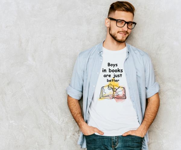 Boys in Books are just better Funny Men's T-Shirt picture