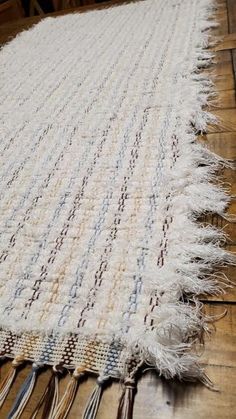 #B326 White handwoven heavy duty material floor rug/runner