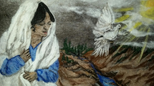 "Redeemed" Needle Felt Artwork, intricate felted artpiece from our own alpaca and sheeps wool picture