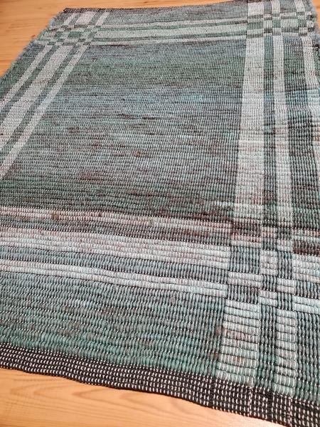 #FB359 Green Handwoven Llama Fiber Floor Rug - 29"x41" Woven Rug picture